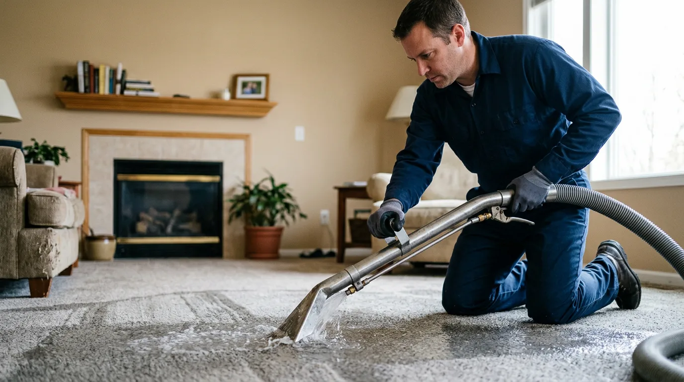 Water damage restoration technician working near Blanco, TX